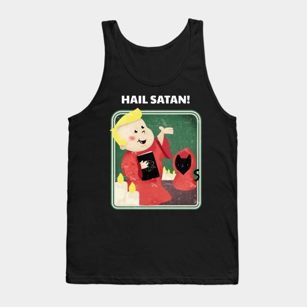 Cute Retro "Hail Satan!" Parody Tank Top by TOXiK TWINS